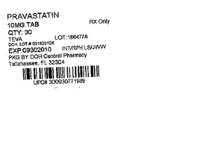 10mg Label - Pravastatin 10mg(Teva)